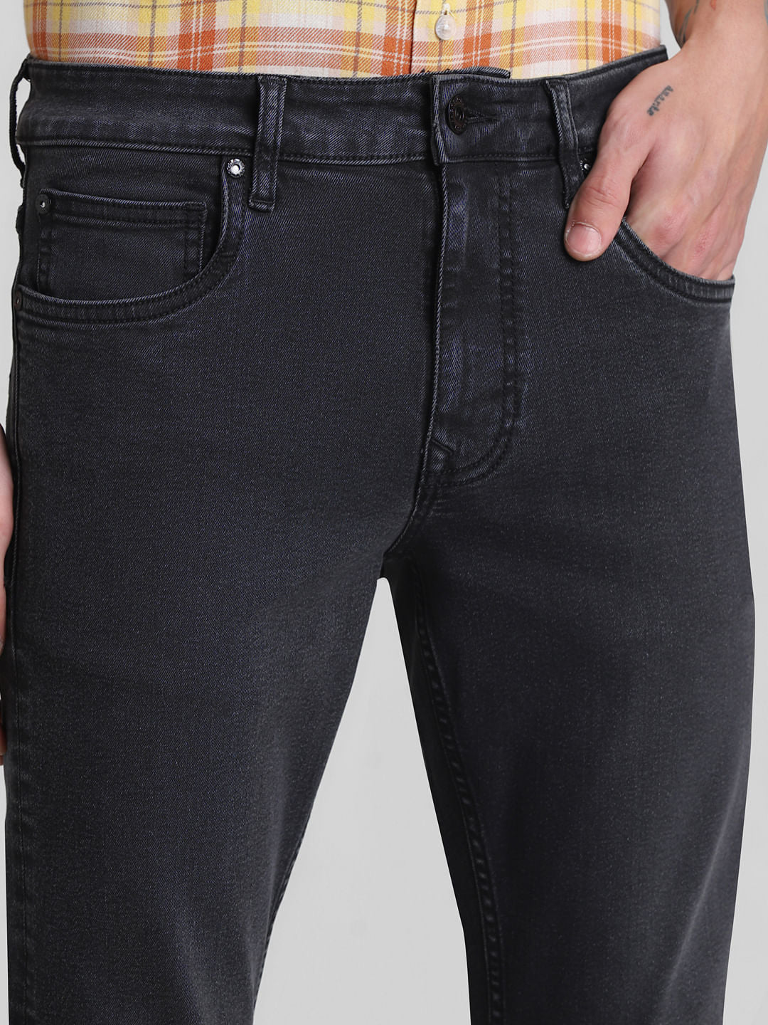 Dark Grey Low Rise Slim Fit Jeans