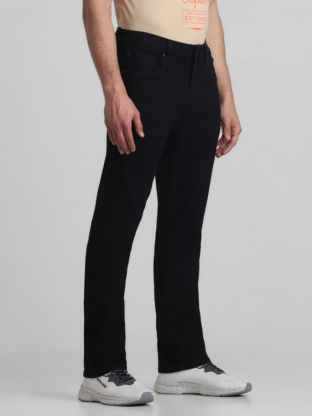 Black Mid Rise Clark Regular Fit Jeans