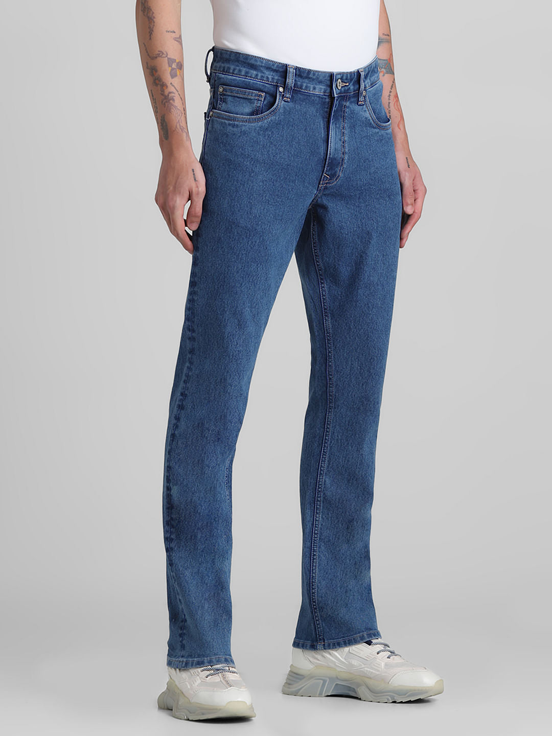 Light Blue Mid Rise Regular Fit Jeans