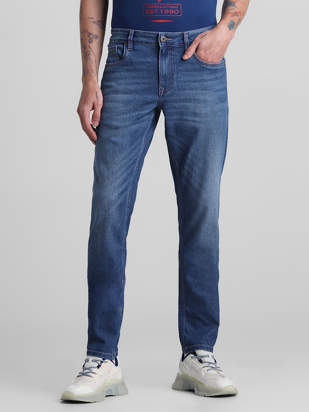 Blue Low Rise Glenn Slim Fit Jeans