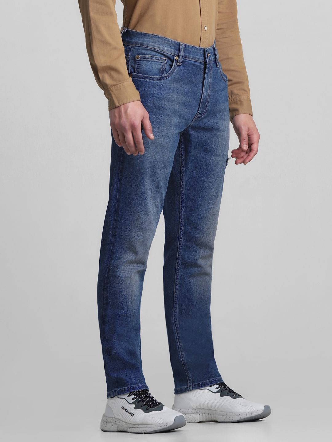 Blue Low Rise Distressed Ben Skinny Jeans