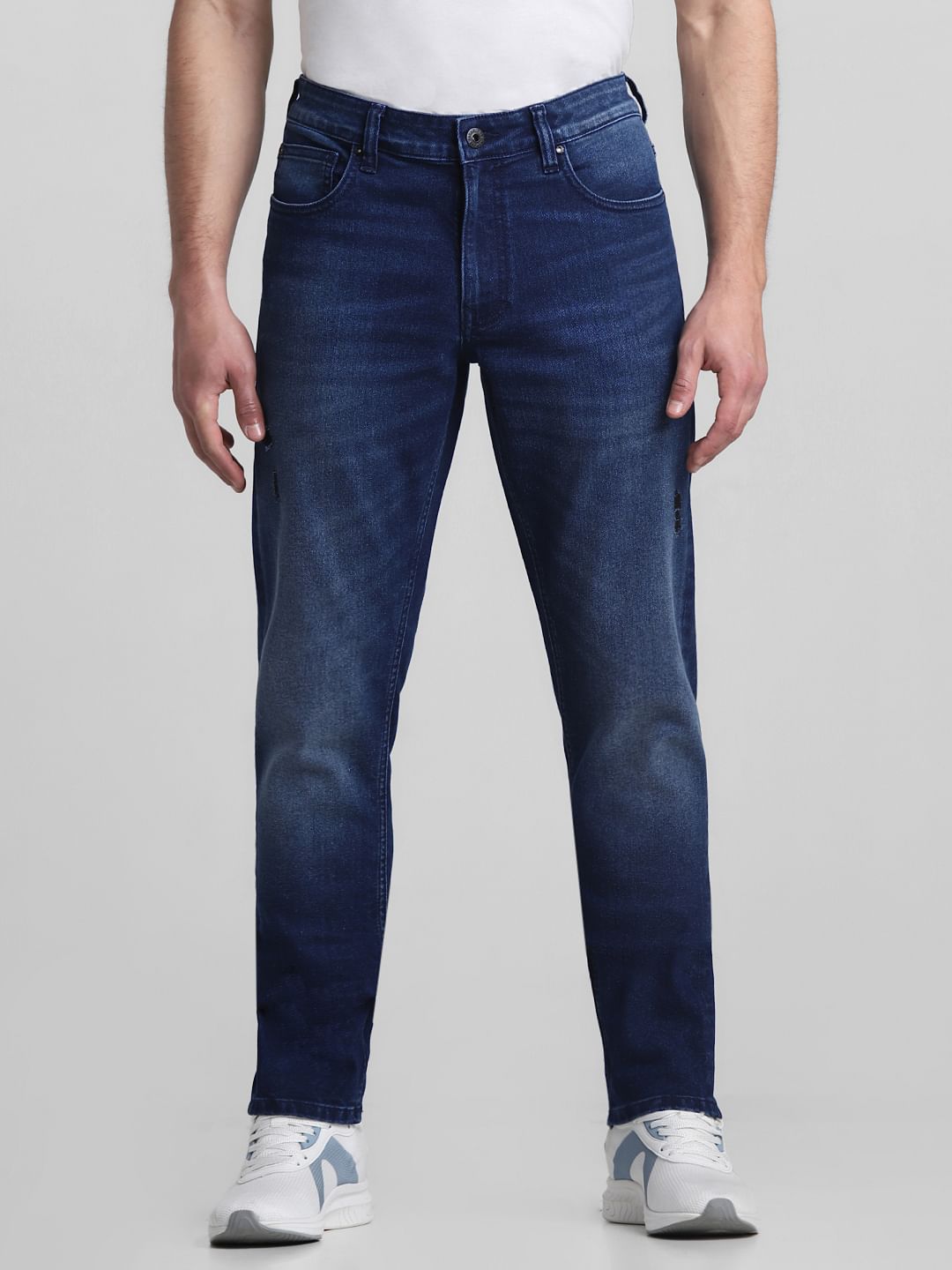 Dark Blue Low Rise Distressed Glenn Slim Jeans