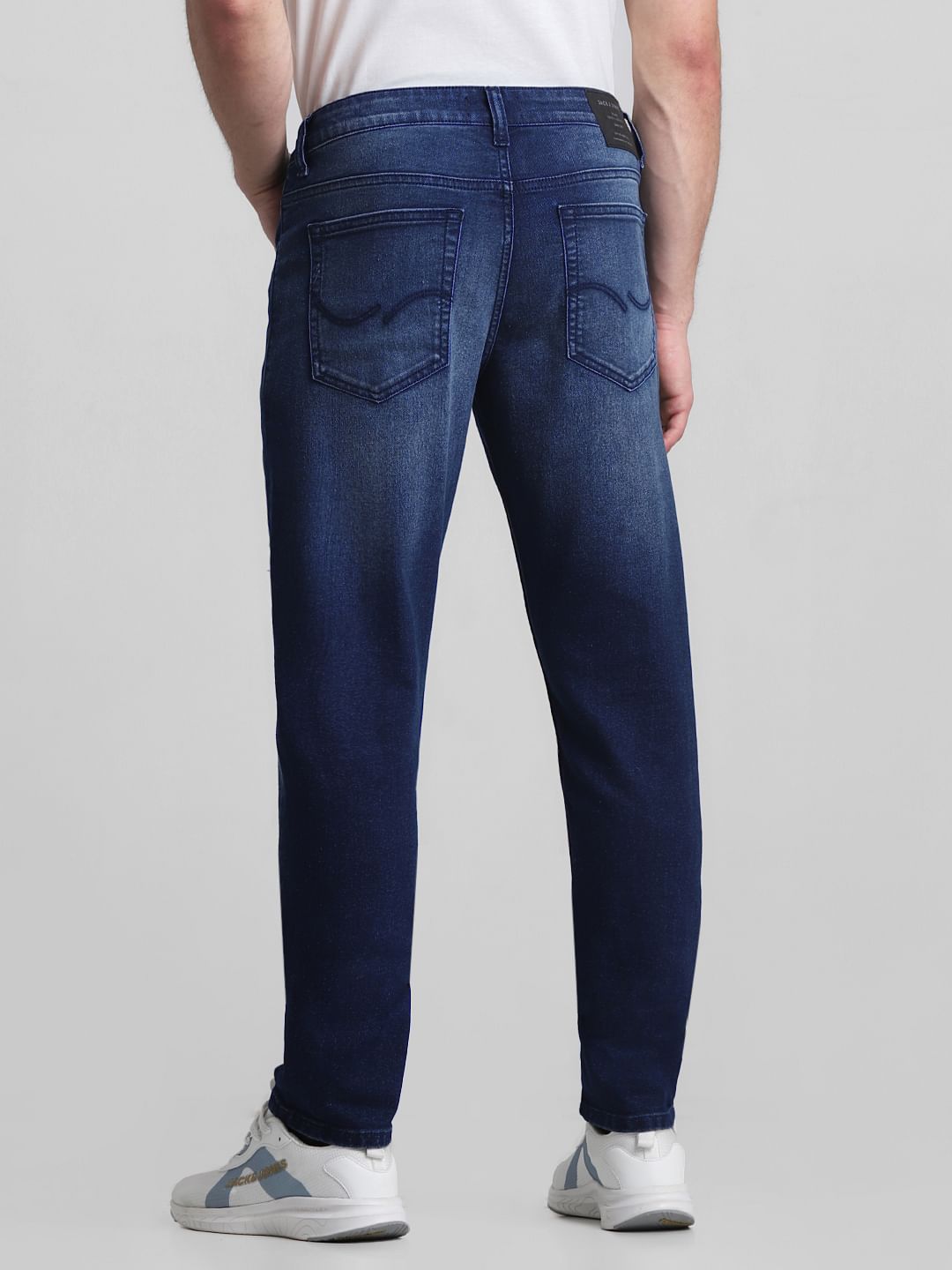 Dark Blue Low Rise Distressed Glenn Slim Jeans