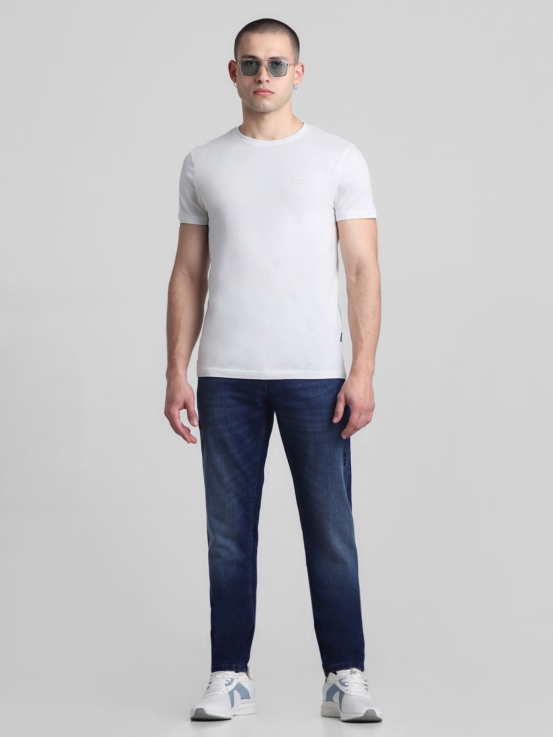 Dark Blue Low Rise Distressed Glenn Slim Jeans