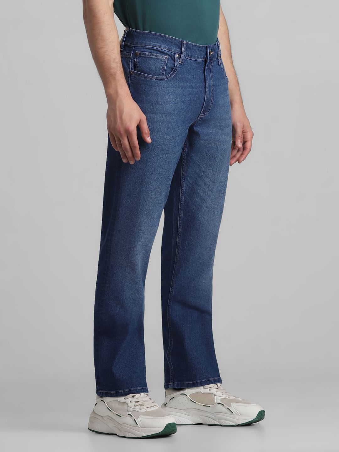 Blue Mid Rise Clark Regular Fit Jeans