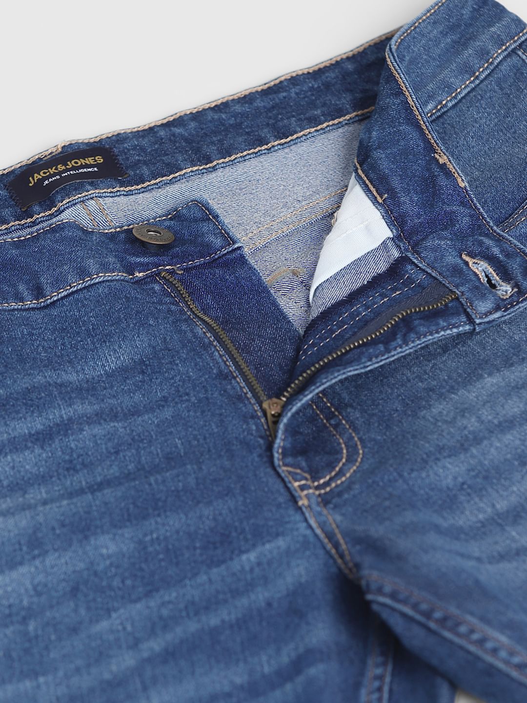 Blue Mid Rise Clark Regular Fit Jeans