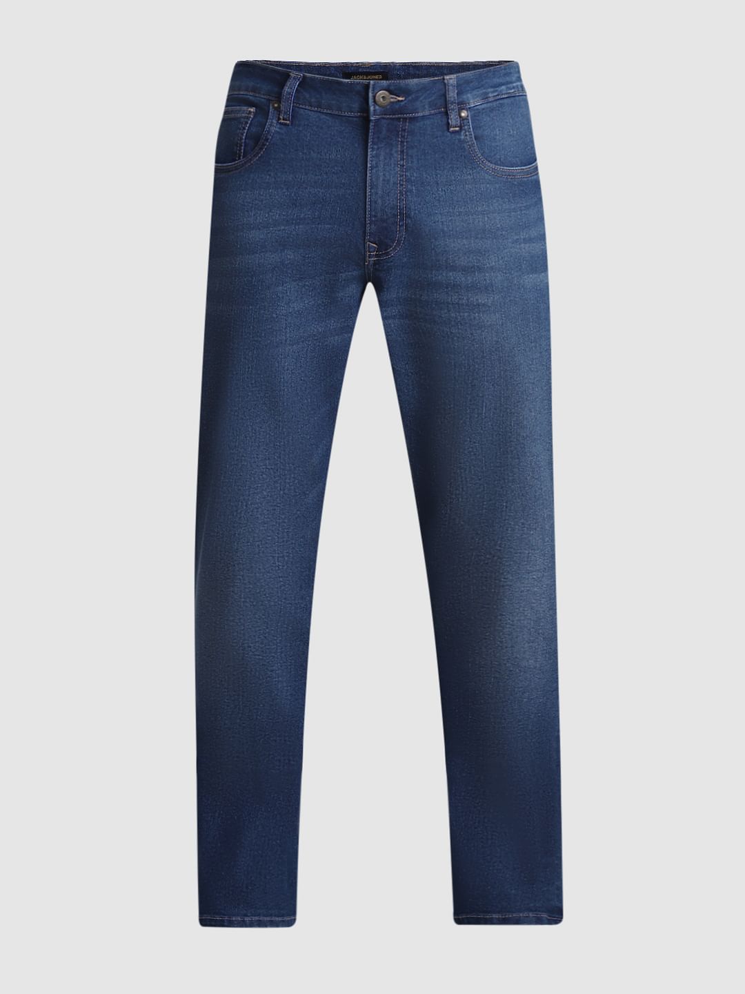 Blue Mid Rise Clark Regular Fit Jeans