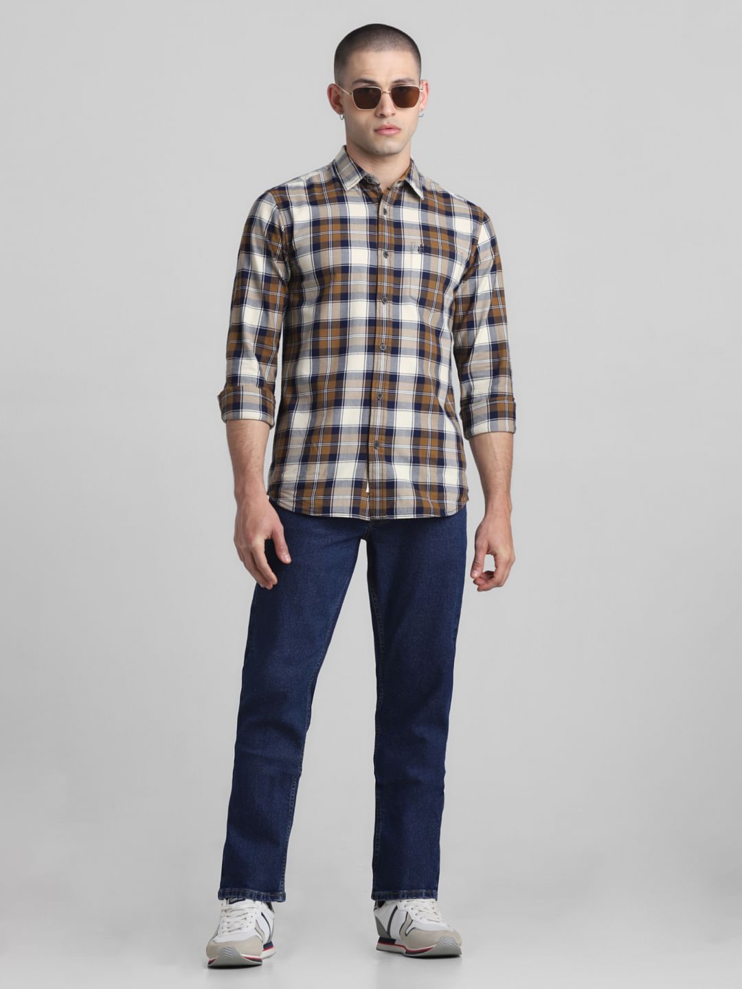 Blue Mid Rise Clark Regular Fit Jeans