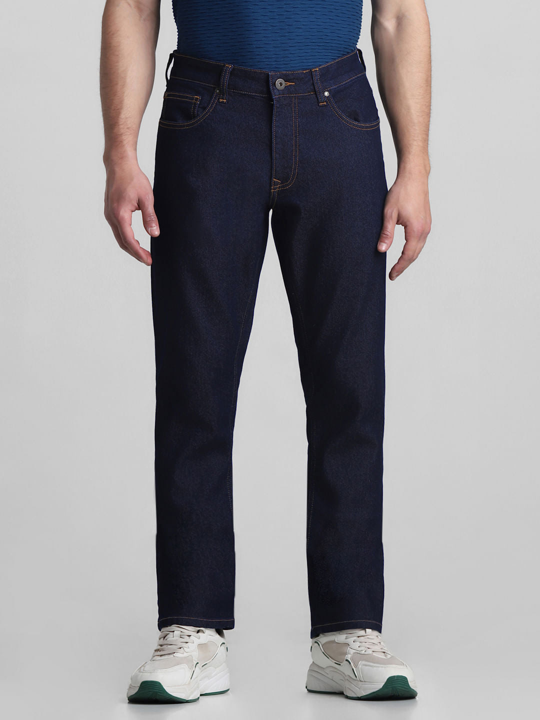Dark Blue Mid Rise Clark Regular Fit Jeans - 28/30