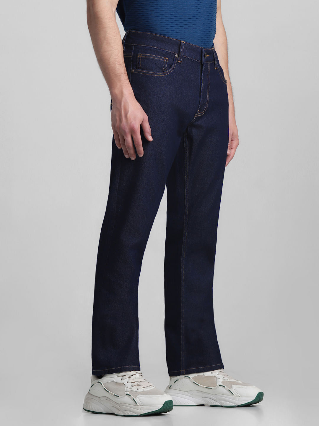 Dark Blue Mid Rise Clark Regular Fit Jeans