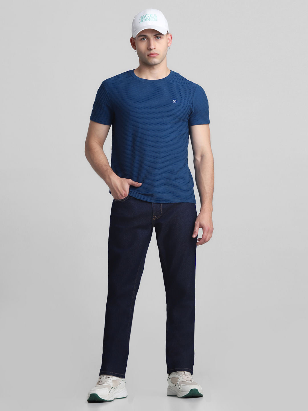 Dark Blue Mid Rise Clark Regular Fit Jeans