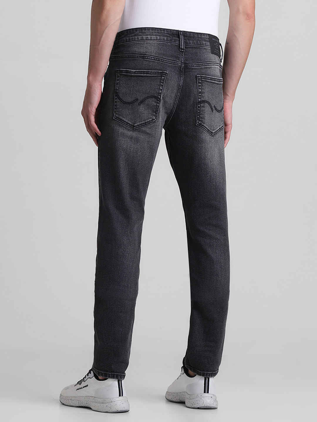 Grey Low Rise Distressed Glenn Slim Jeans