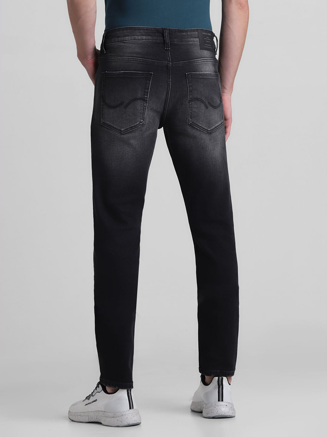 Grey Low Rise Distressed Glenn Slim Jeans