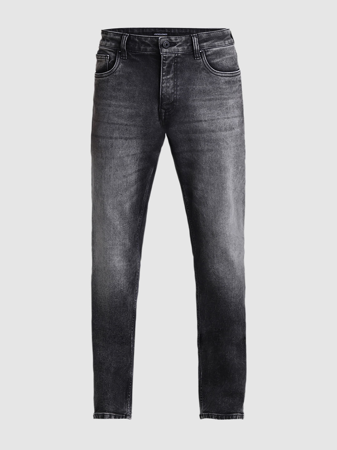 Grey Mid Rise Washed Clark Regular Fit Jeans