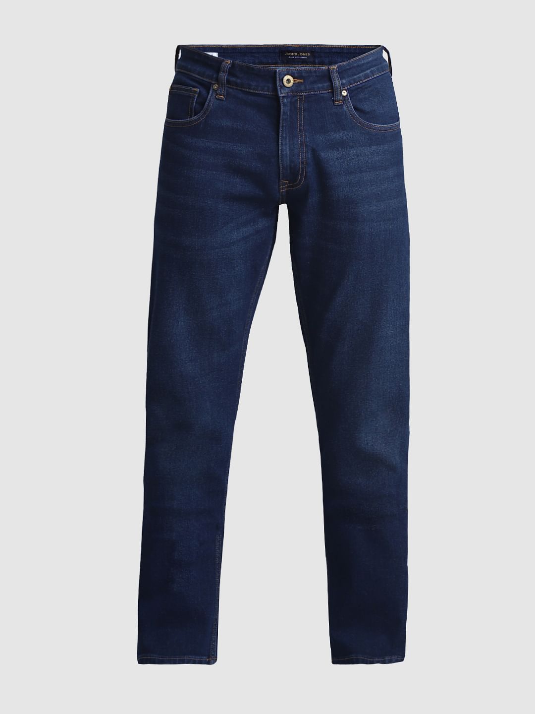 Dark Blue Mid Rise Clark Regular Fit Jeans