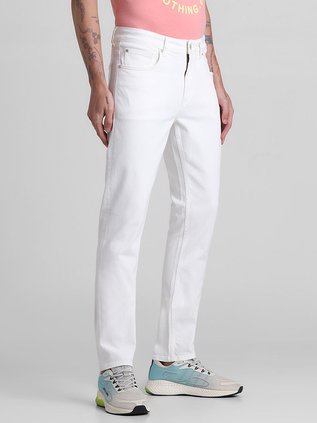 White Low Rise Ben Skinny Fit Jeans