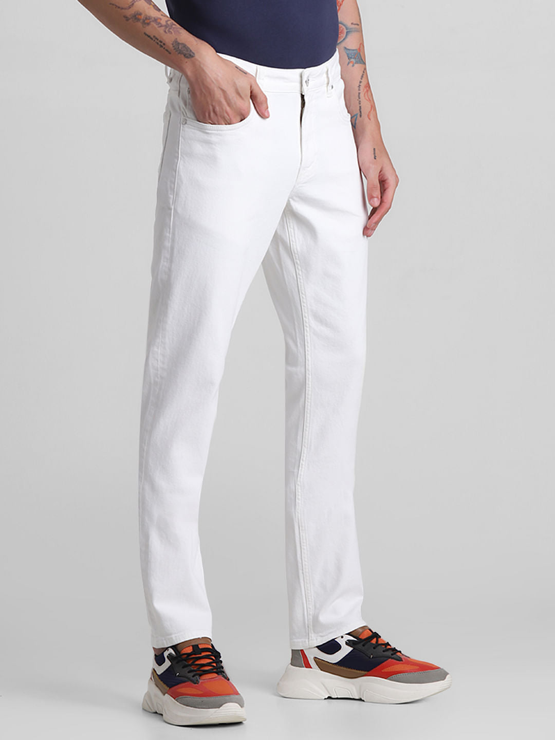 White Low Rise Glenn Slim Fit Jeans