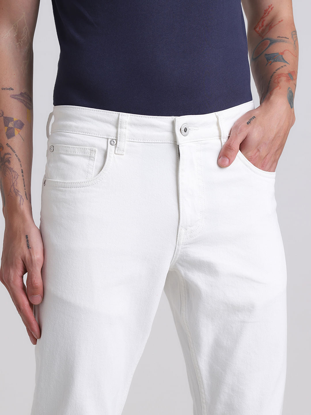 White Low Rise Glenn Slim Fit Jeans
