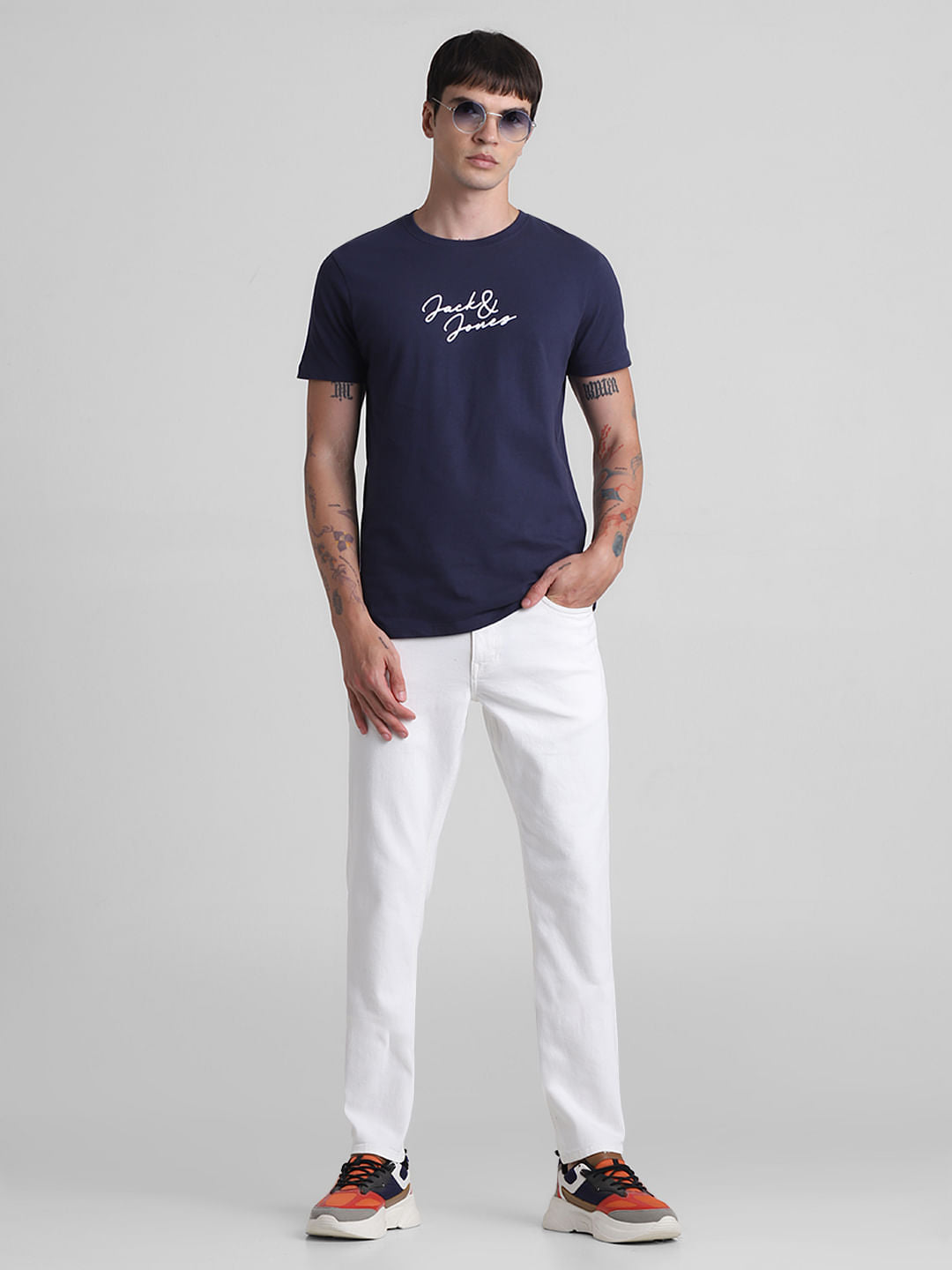 White Low Rise Glenn Slim Fit Jeans