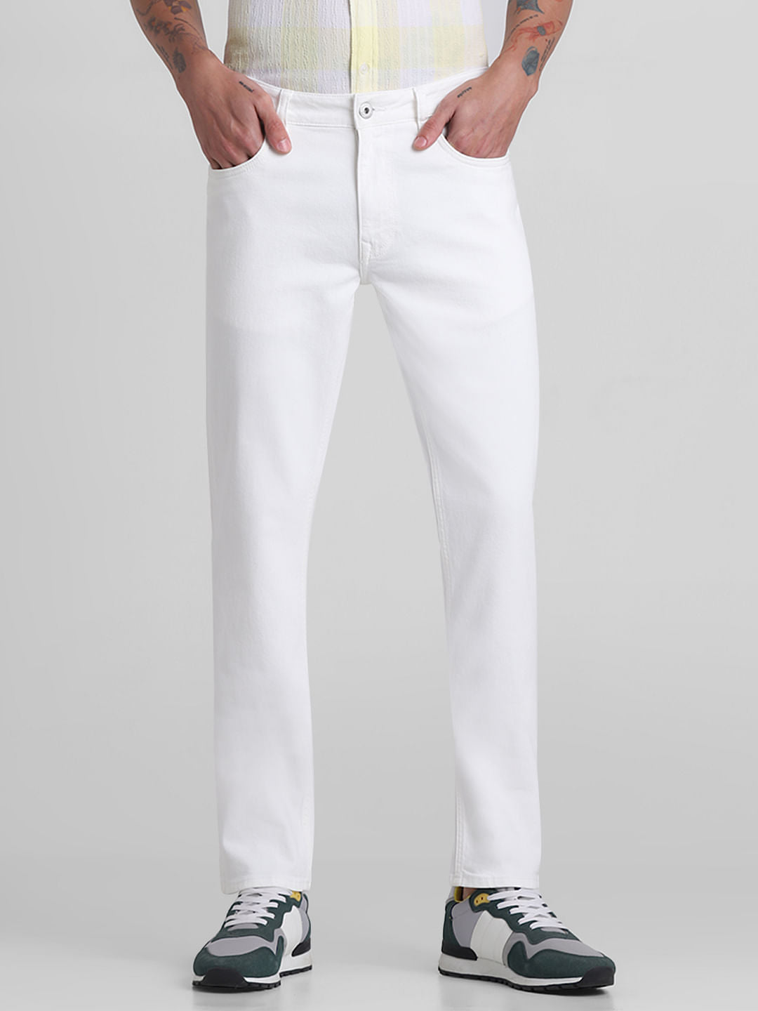 White Low Rise Glenn Slim Fit Jeans