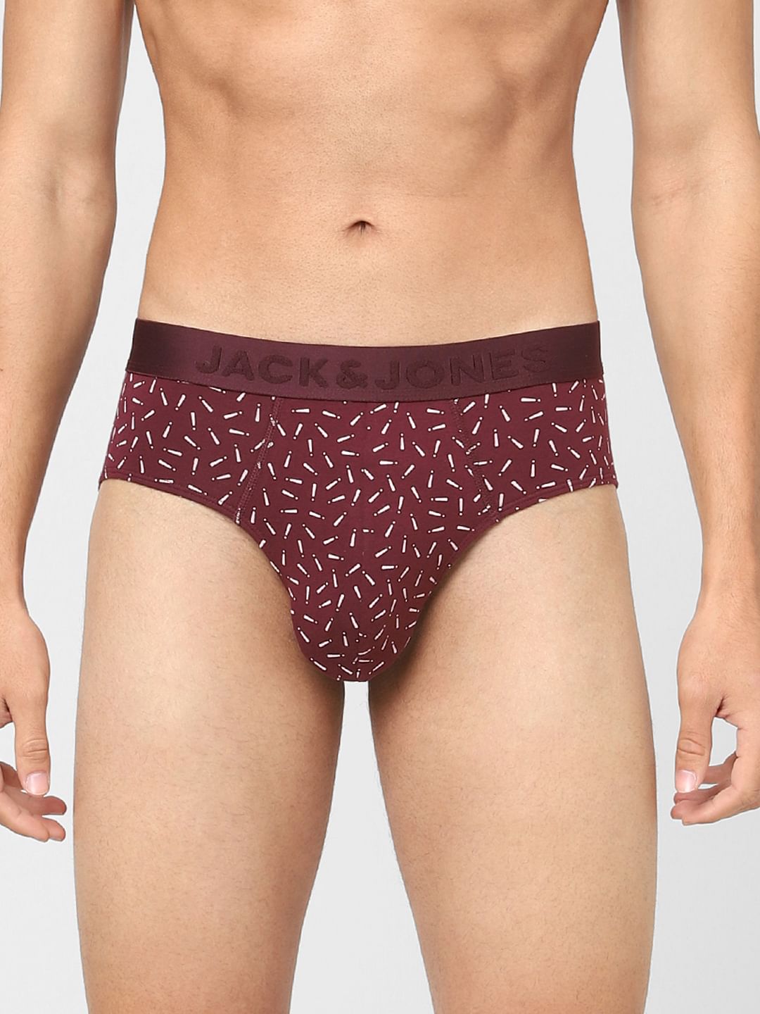 Maroon Printed Briefs - S