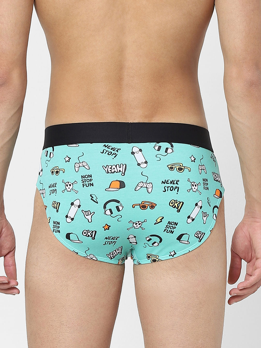 Aqua Blue Graphic Print Briefs