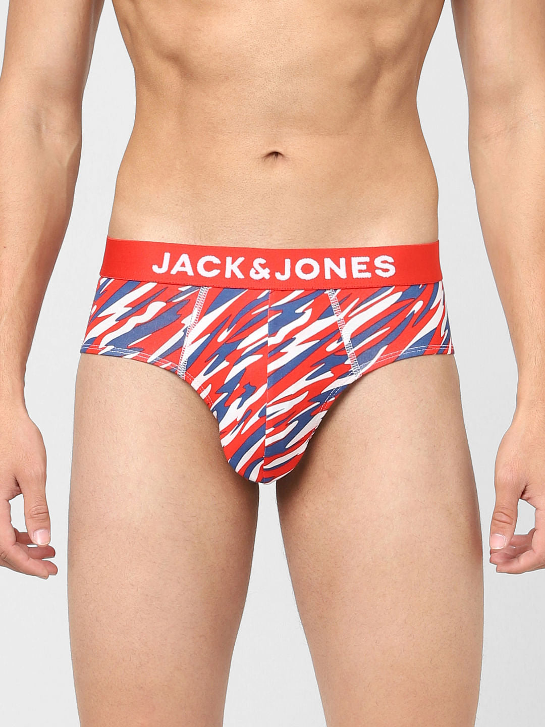 Red & Blue Printed Briefs - S