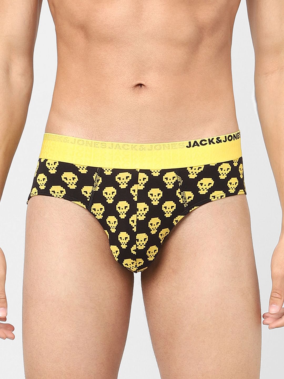 Black Skull Print Briefs - S