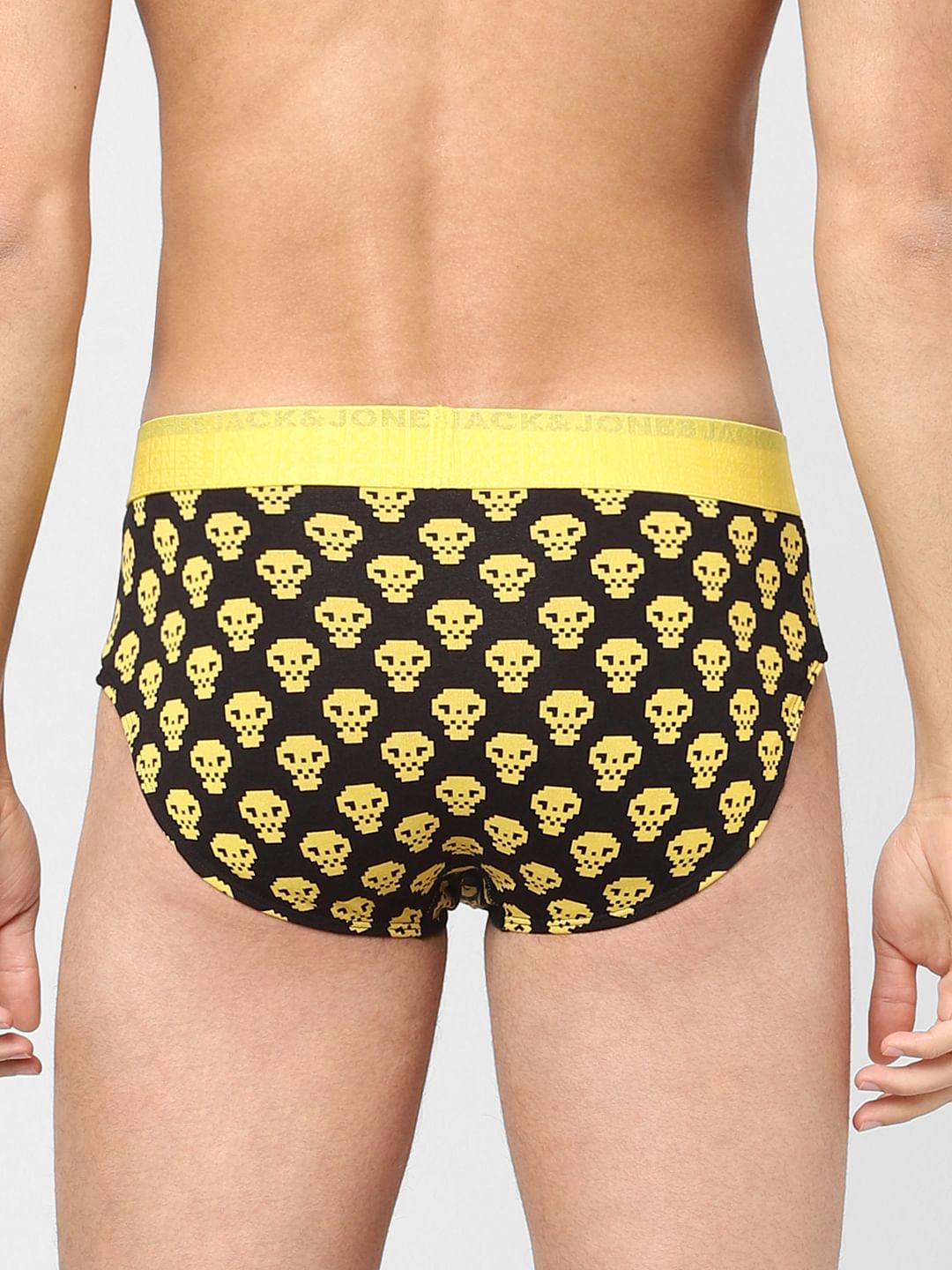 Black Skull Print Briefs