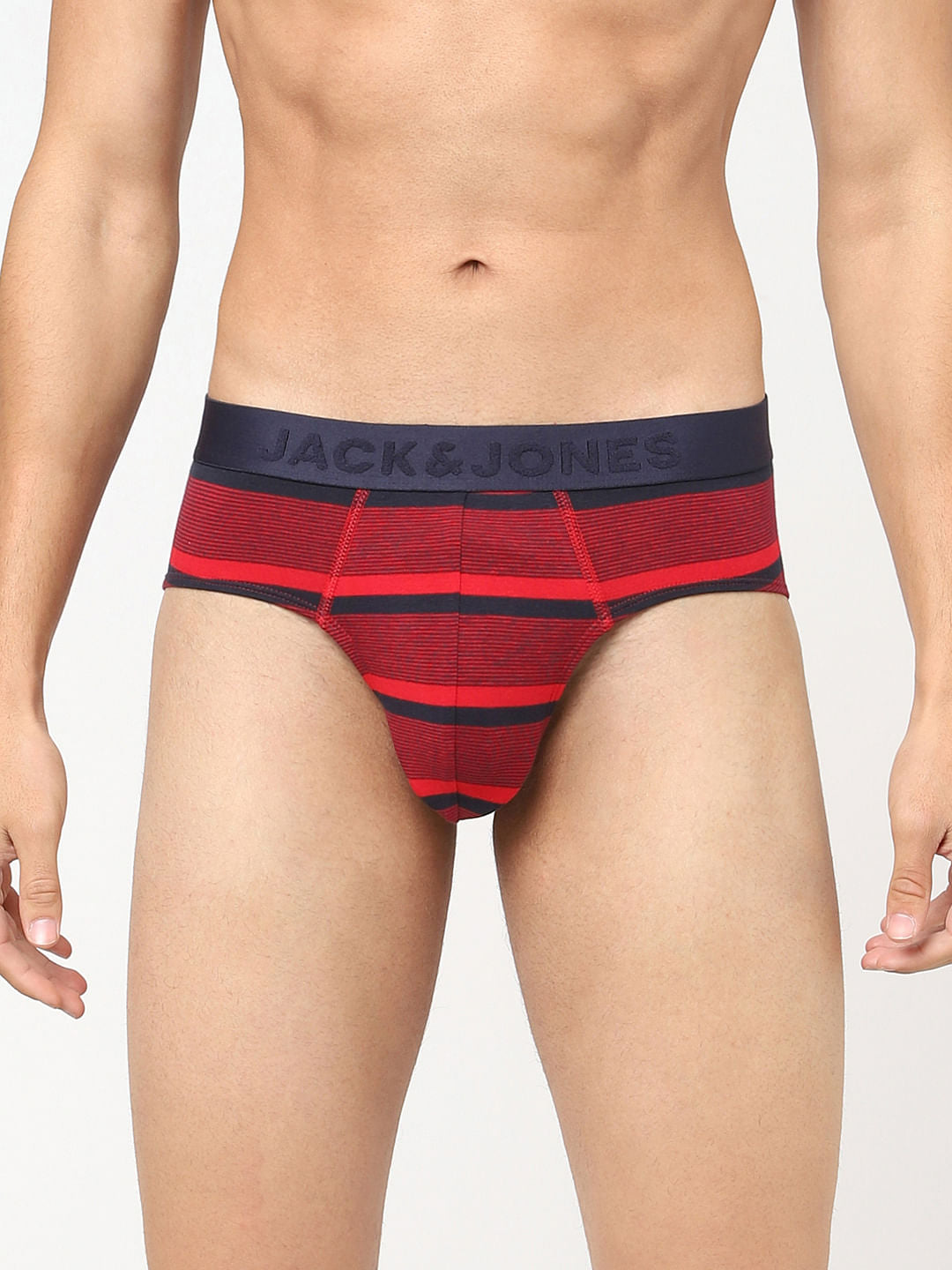 Pack Of 2 Blue & Red Striped Briefs
