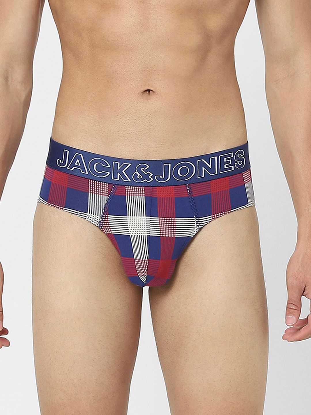 Blue & Red Checks Briefs - S