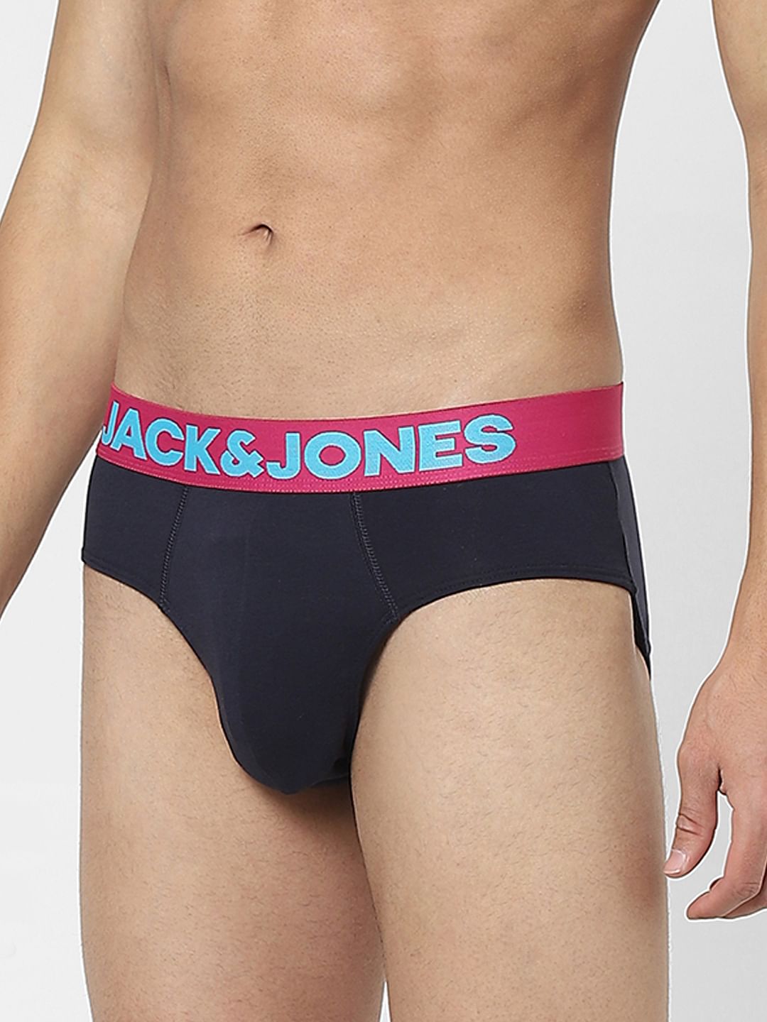 Navy Blue Logo Print Briefs