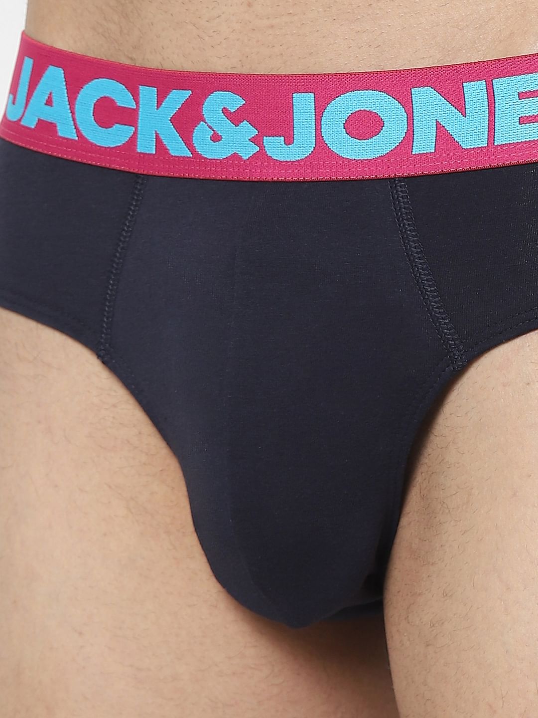 Navy Blue Logo Print Briefs