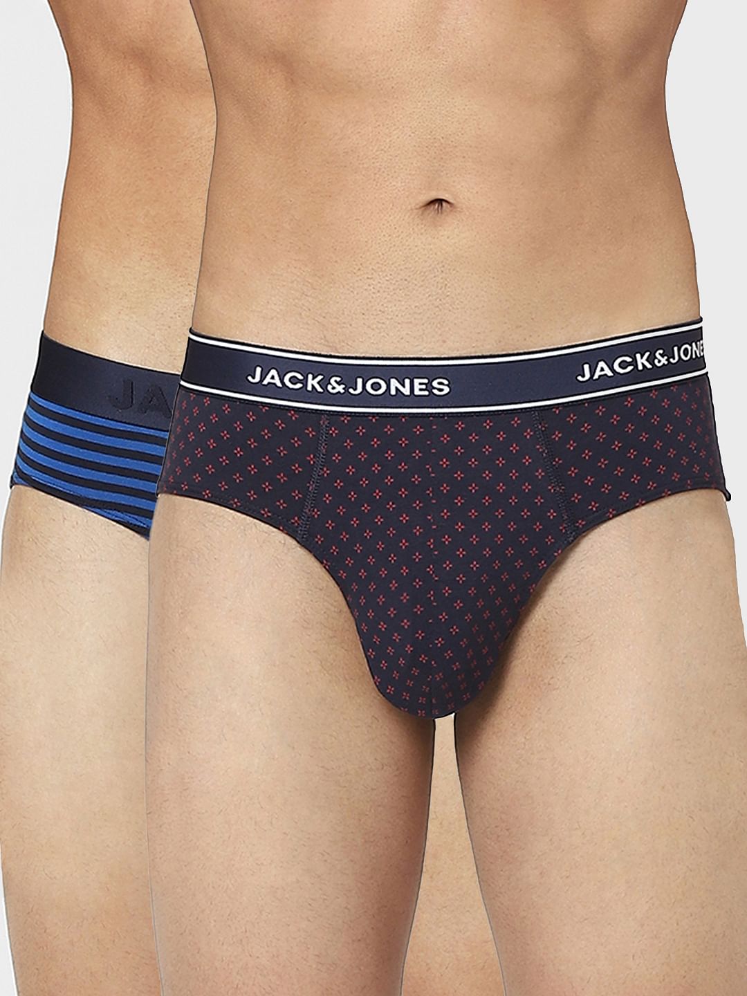 Pack Of 2 Black & Blue Printed Briefs
