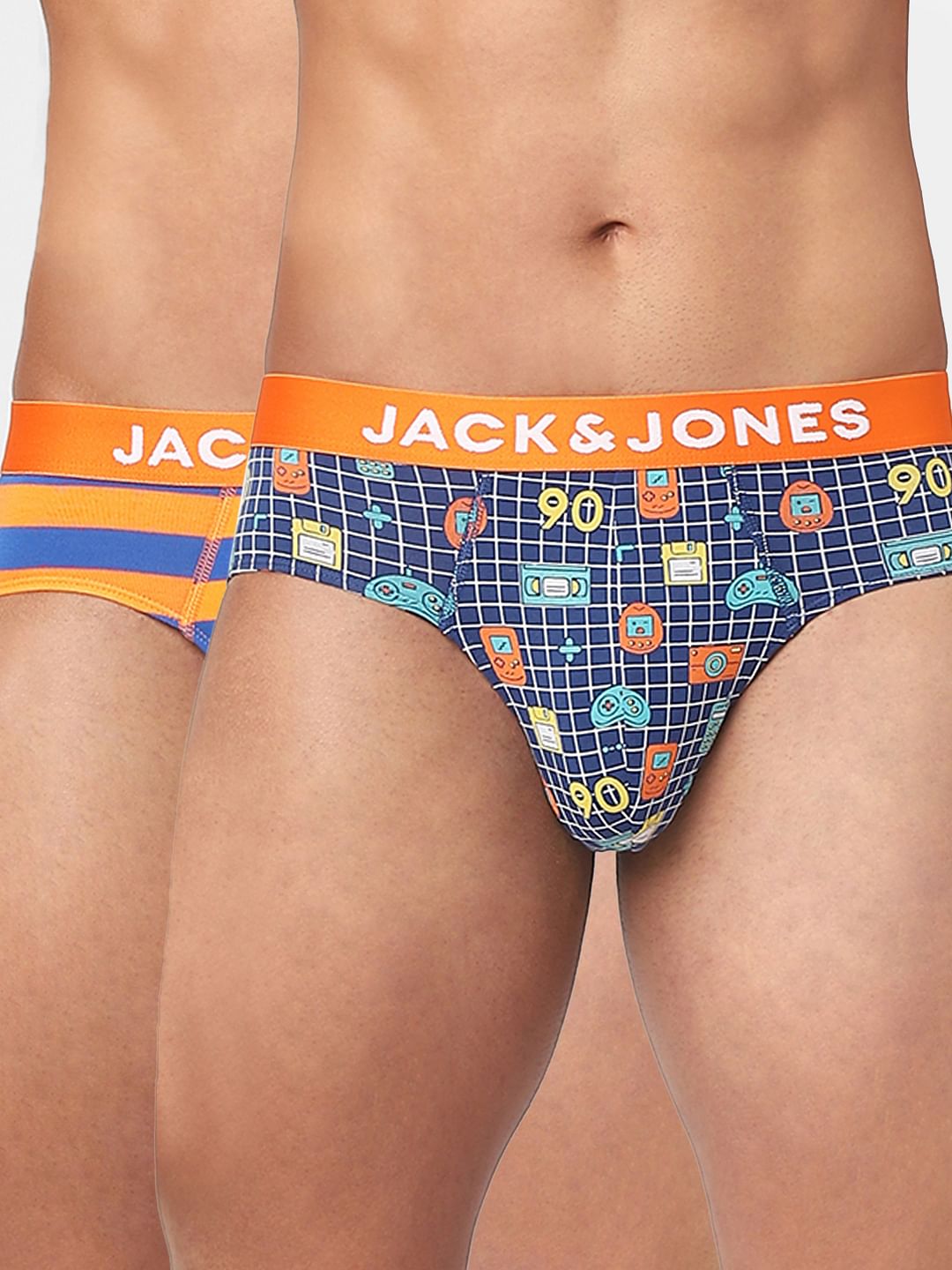 Pack Of 2 Blue& Orange Printed Briefs