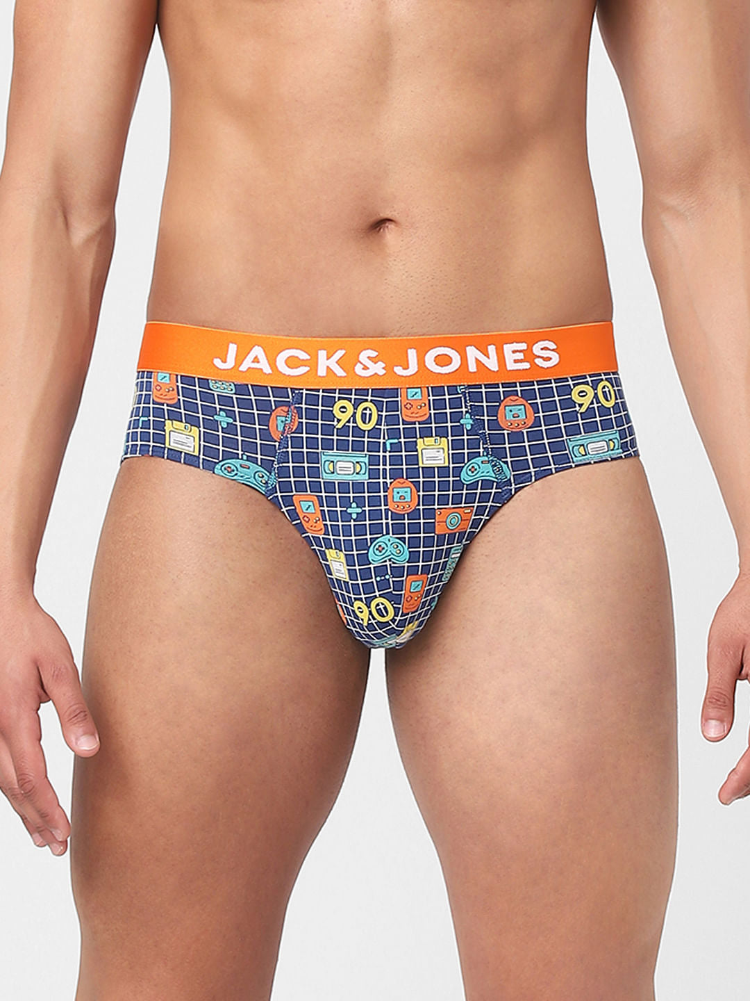 Pack Of 2 Blue& Orange Printed Briefs