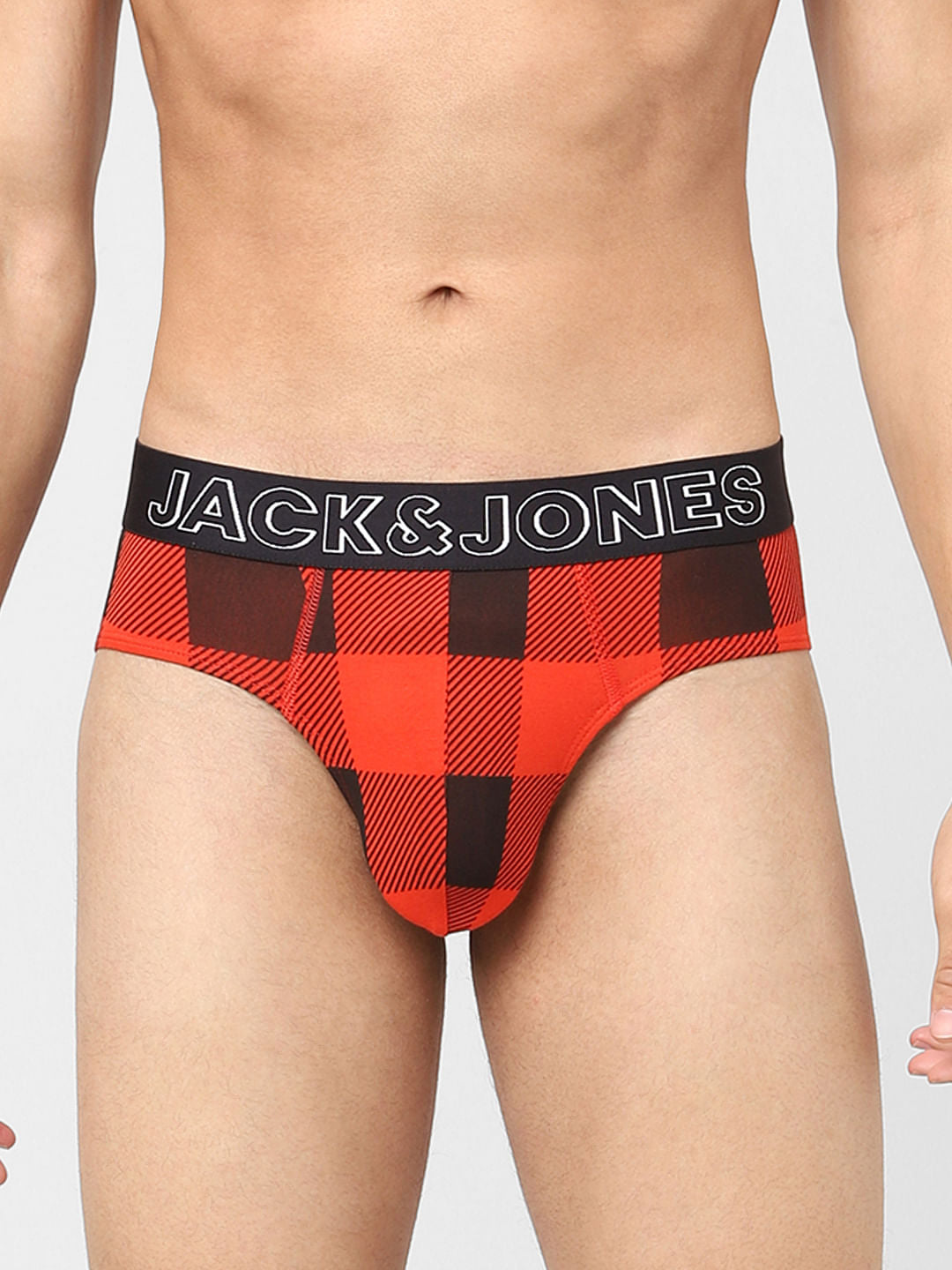 Orange Check Briefs - S