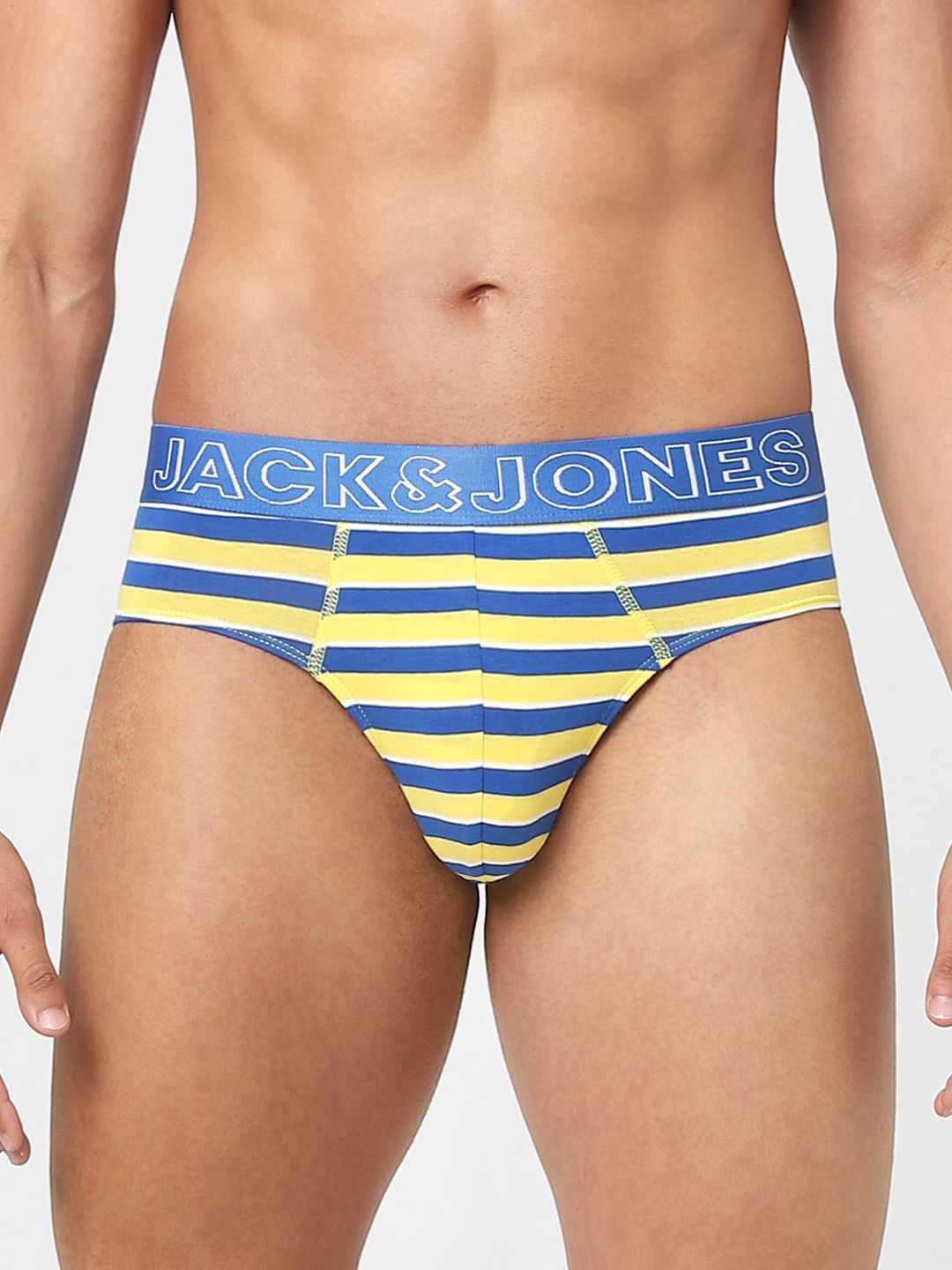Blue & Yellow Striped Briefs - S