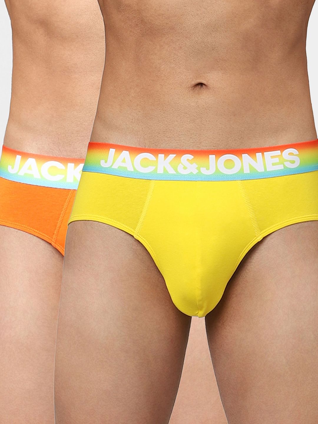 Pack Of 2 Yellow & Orange Briefs - S