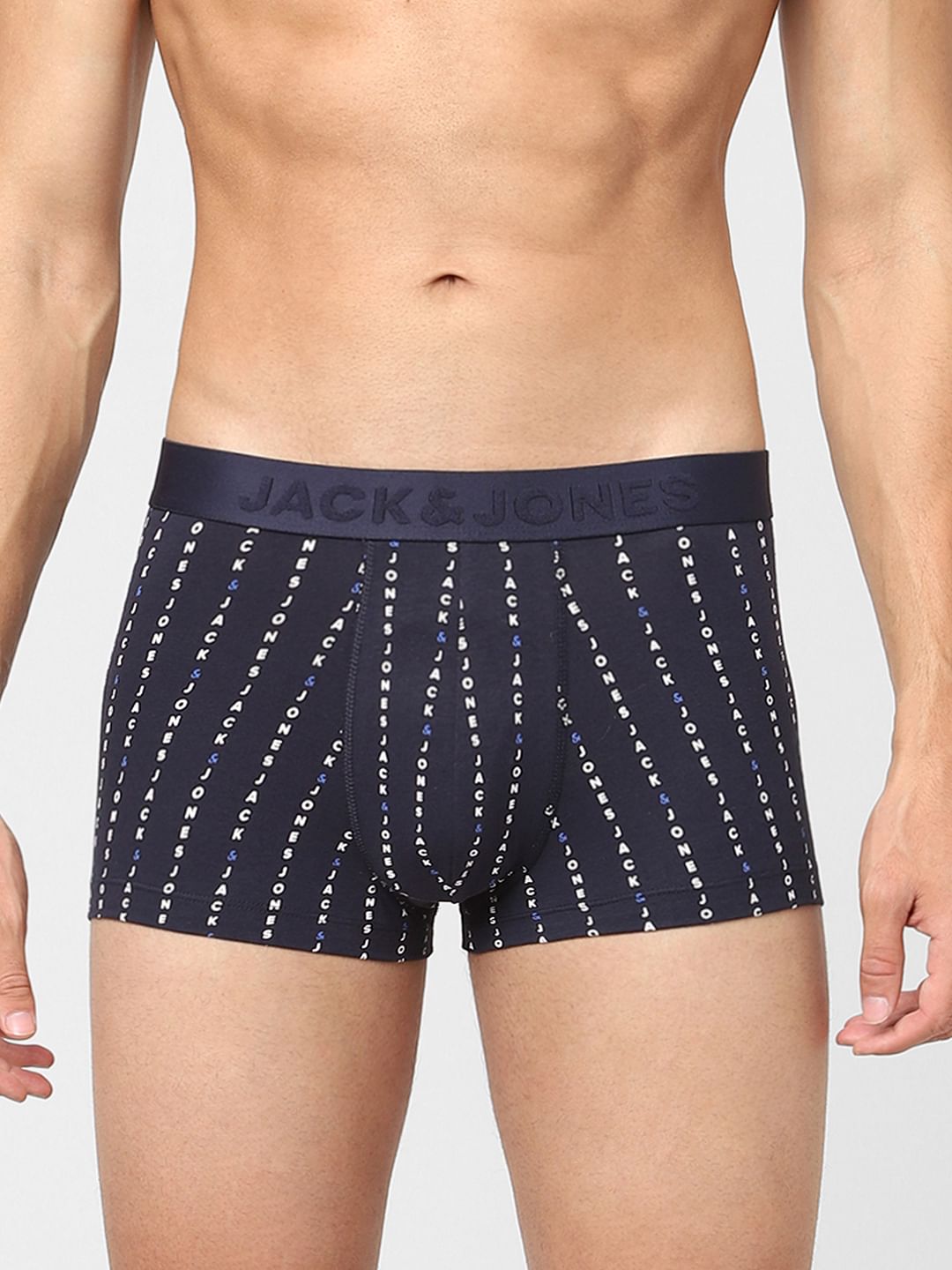Dark Blue Printed Trunks - S