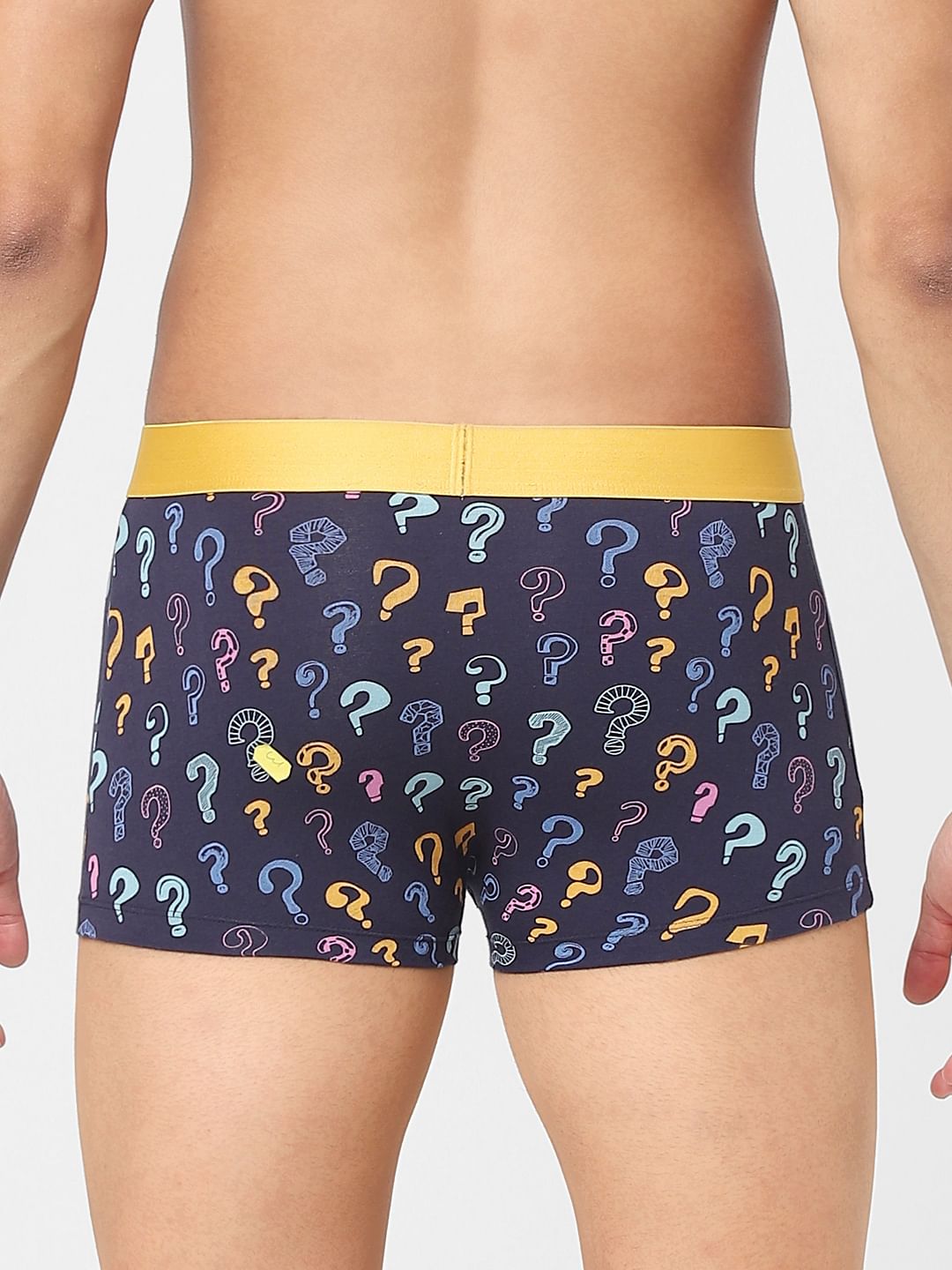 Blue Question Mark Printed Trunks