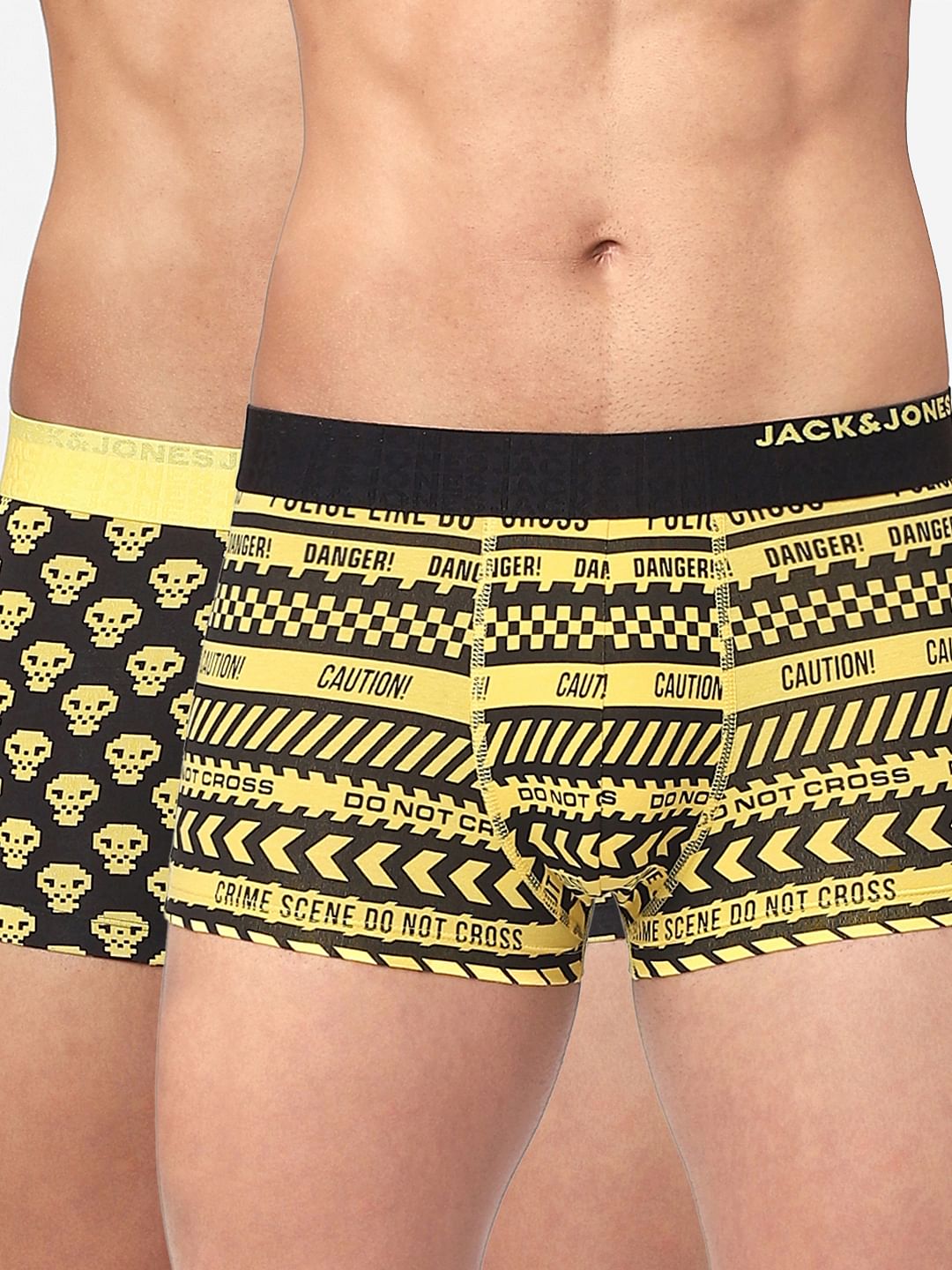 Pack Of 2 Black & Yellow Printed Trunks