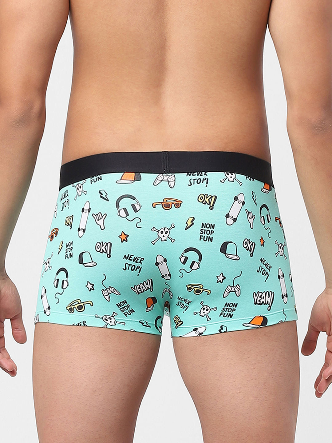 White & Blue Printed Trunks - Pack of 2