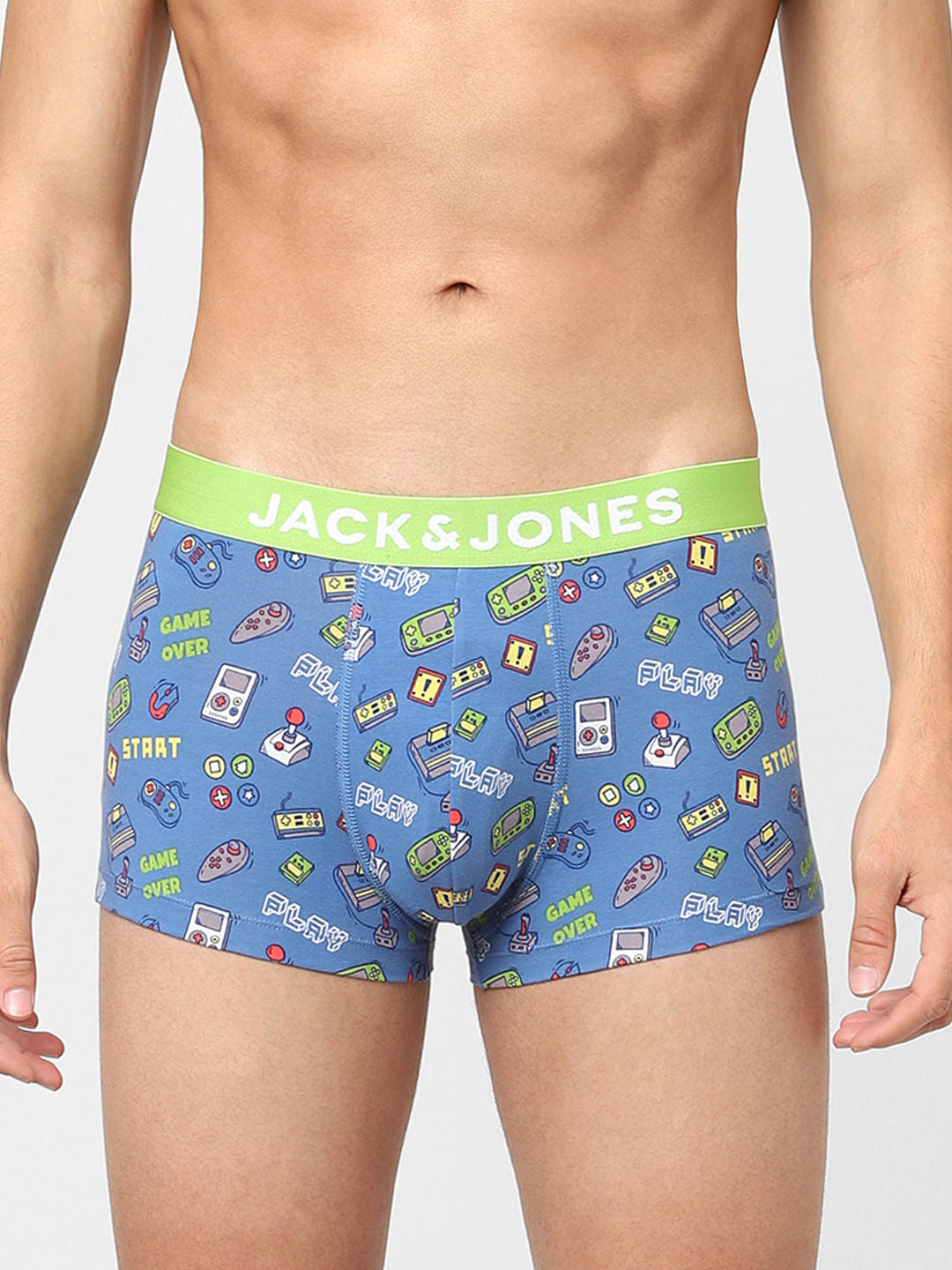 Blue Graphic Print Trunks - S