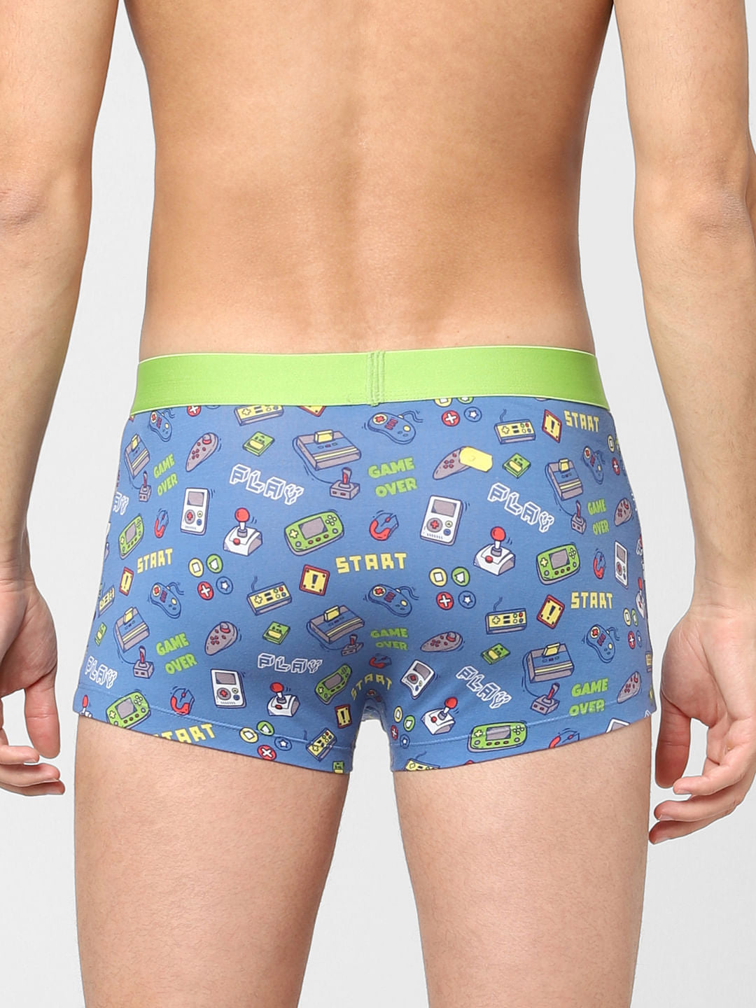 Blue Graphic Print Trunks