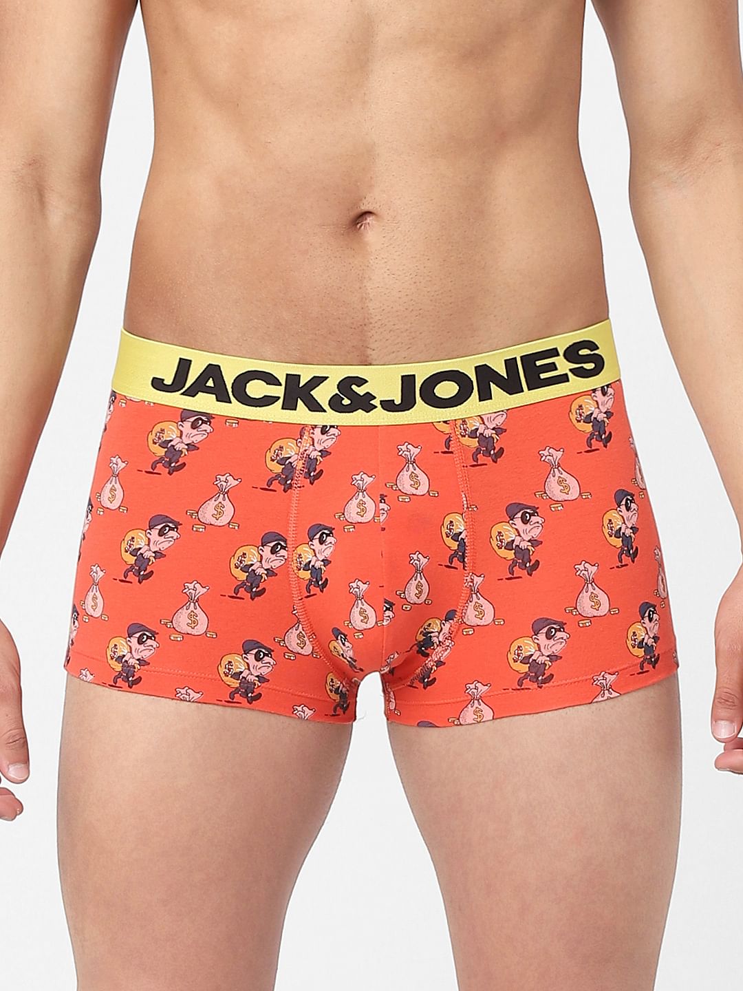 Orange Printed Trunks - S