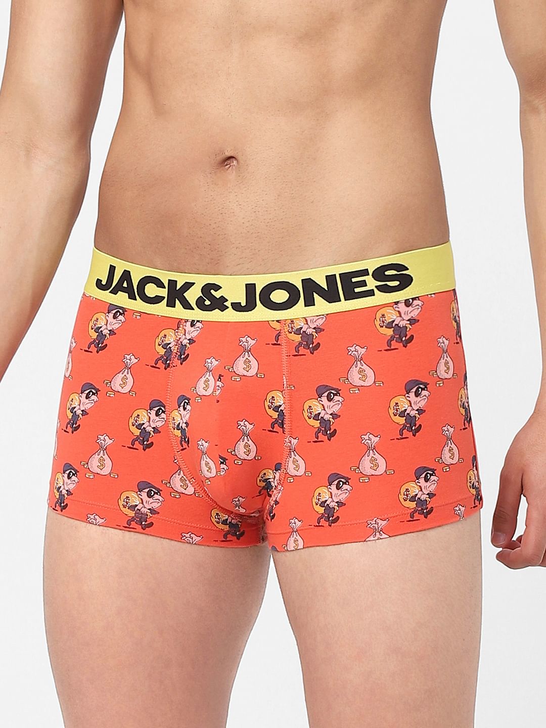 Orange Printed Trunks