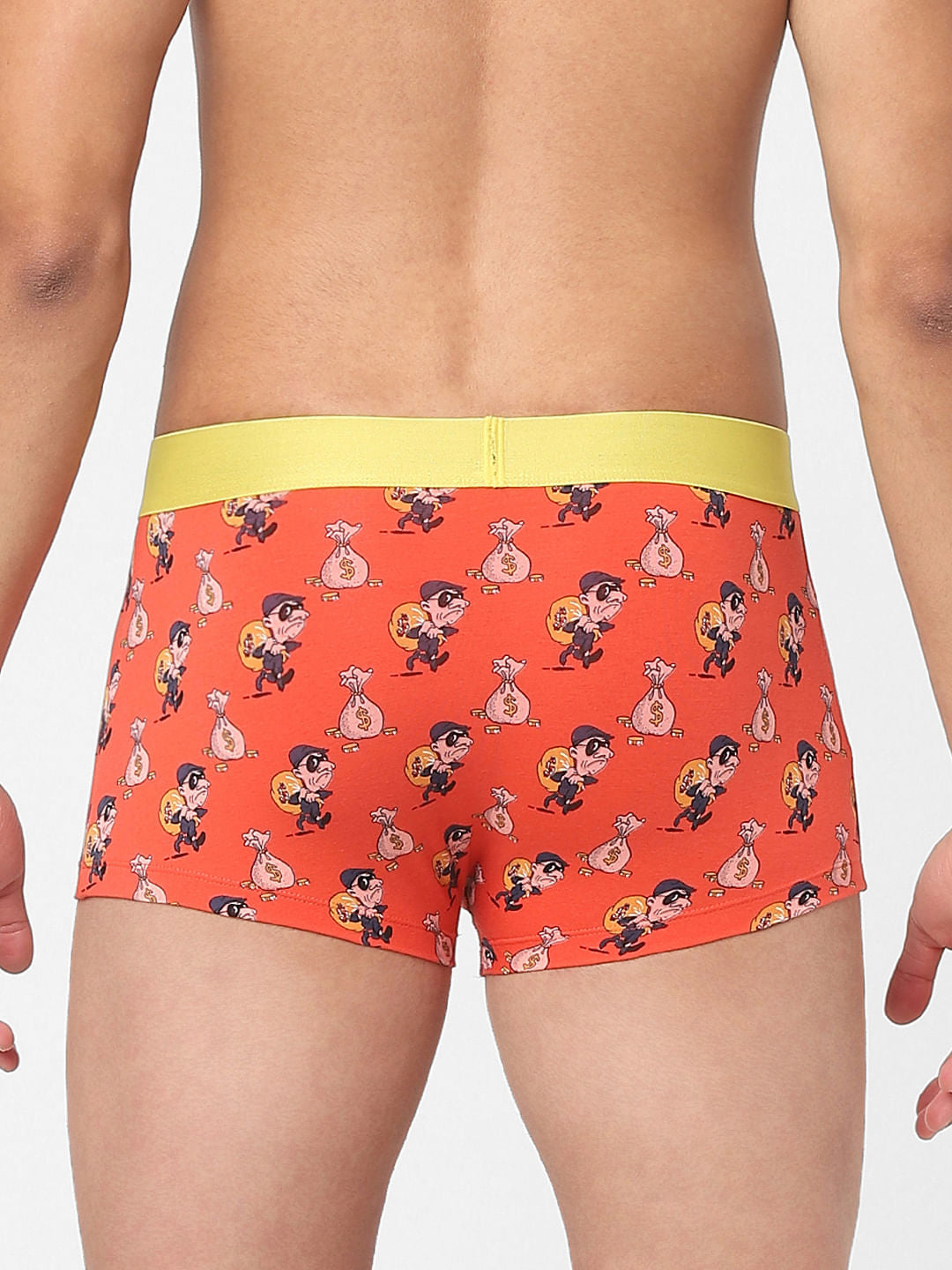 Orange Printed Trunks