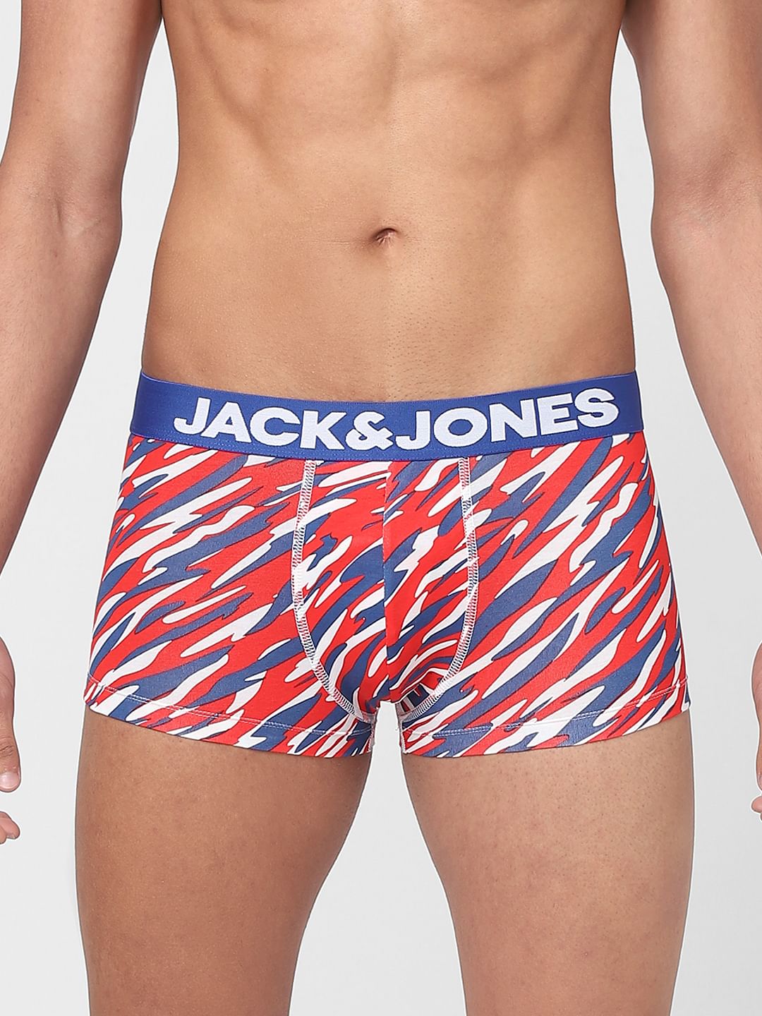 Red Abstract Print Trunks - S