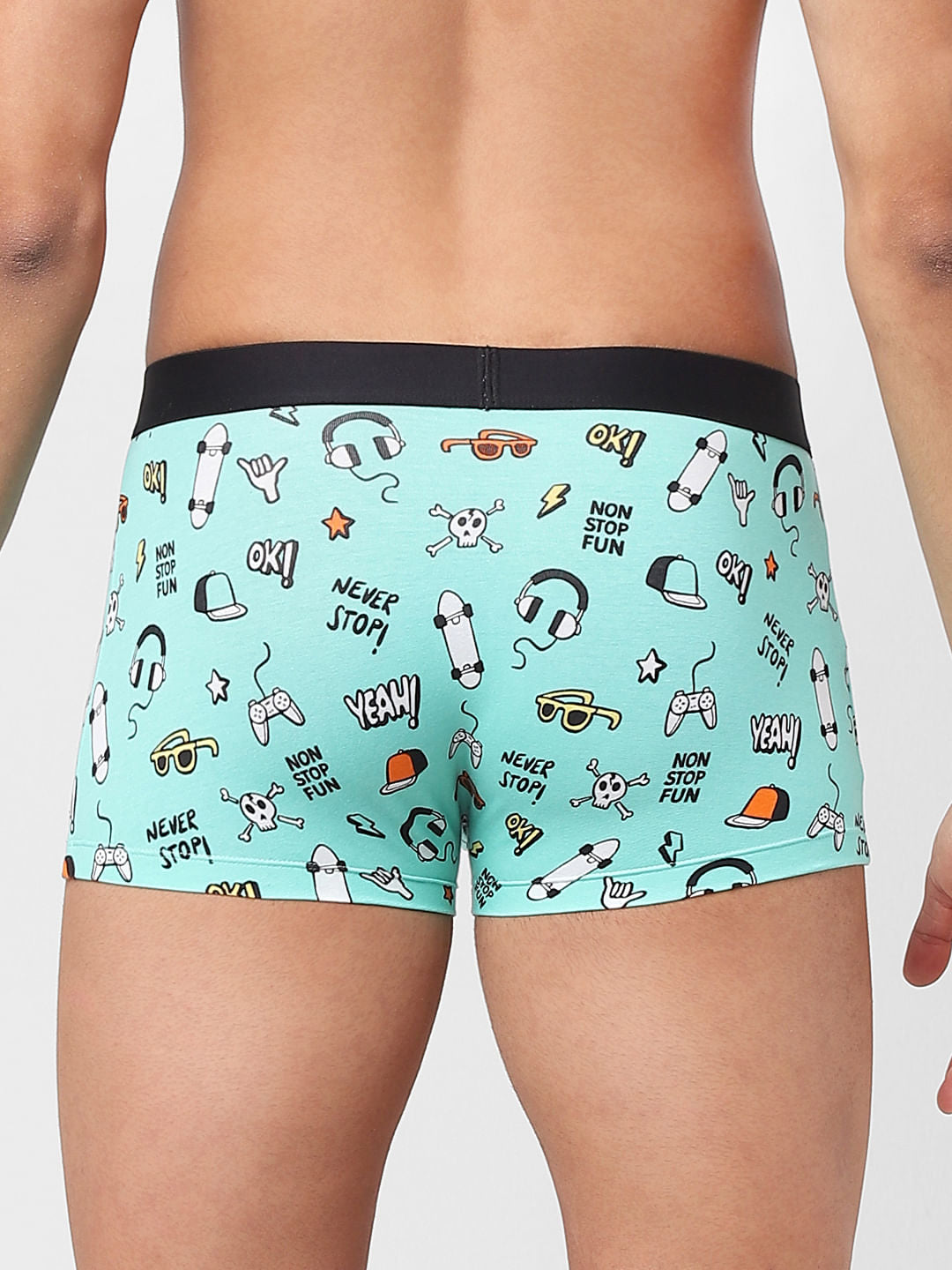 Blue Graphic Printed Trunks